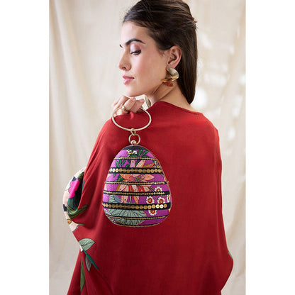 Soup by Sougat Paul Women Purple Silk Clutch