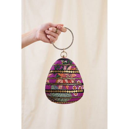 Soup by Sougat Paul Women Purple Silk Clutch