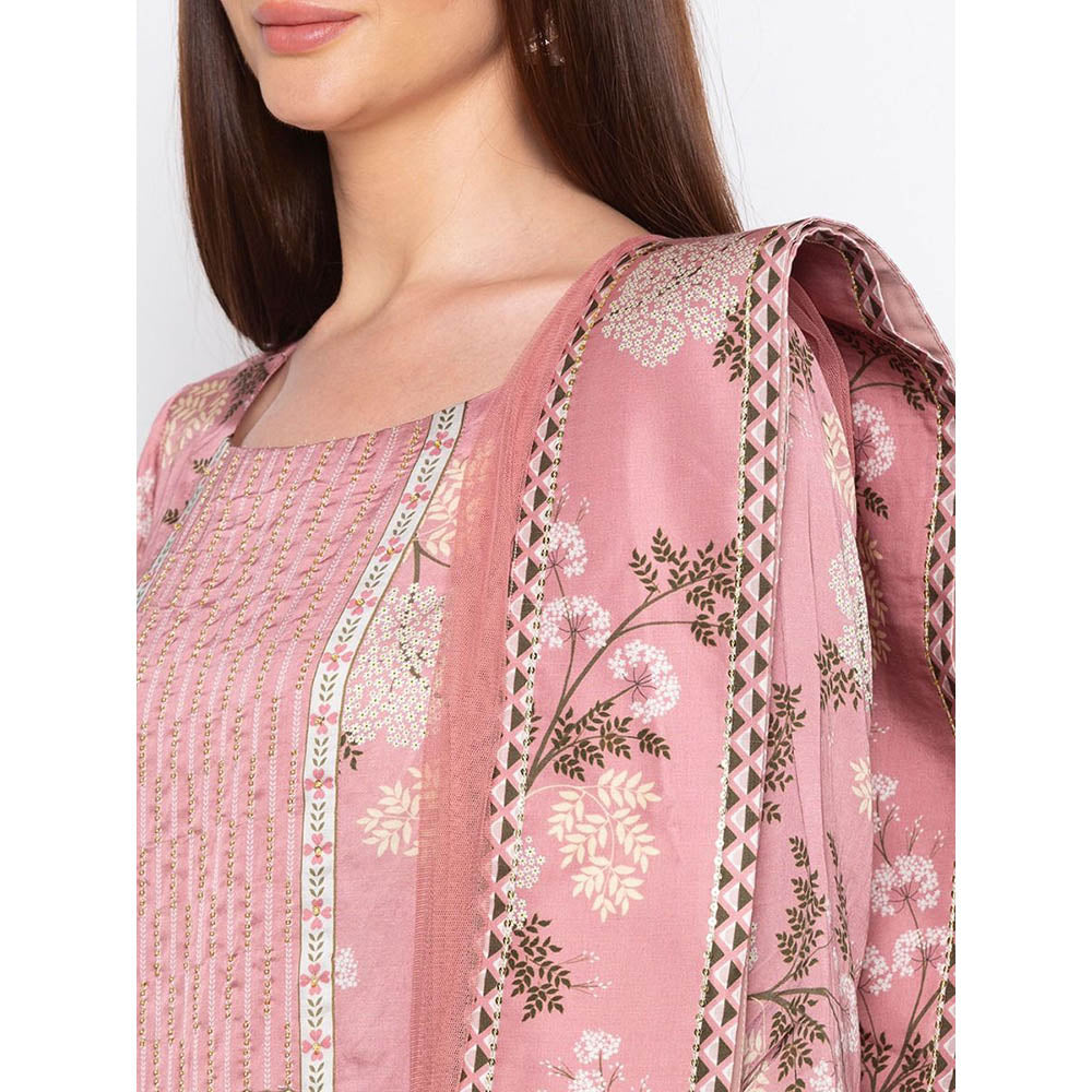 Soup by Sougat Paul Pink Floral Kurta With Palazzo And Dupatta (Set of 3)