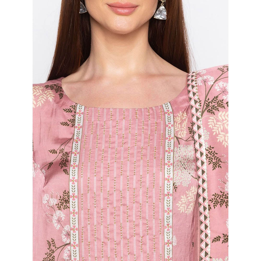 Soup by Sougat Paul Pink Floral Kurta With Palazzo And Dupatta (Set of 3)