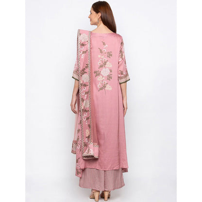 Soup by Sougat Paul Pink Floral Kurta With Palazzo And Dupatta (Set of 3)
