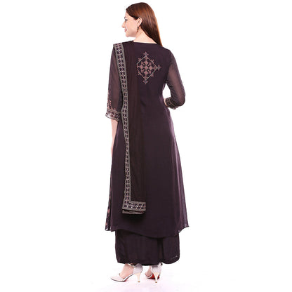 Soup by Sougat Paul Brown Kurta With Palazzo & Dupatta (Set of 3)