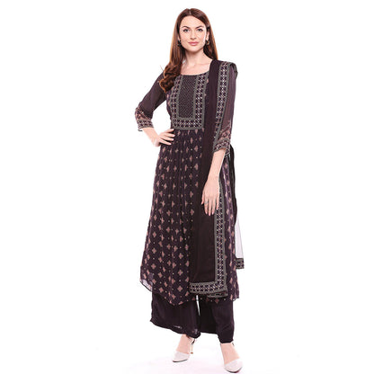 Soup by Sougat Paul Brown Kurta With Palazzo & Dupatta (Set of 3)