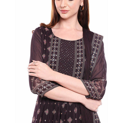 Soup by Sougat Paul Brown Kurta With Palazzo & Dupatta (Set of 3)