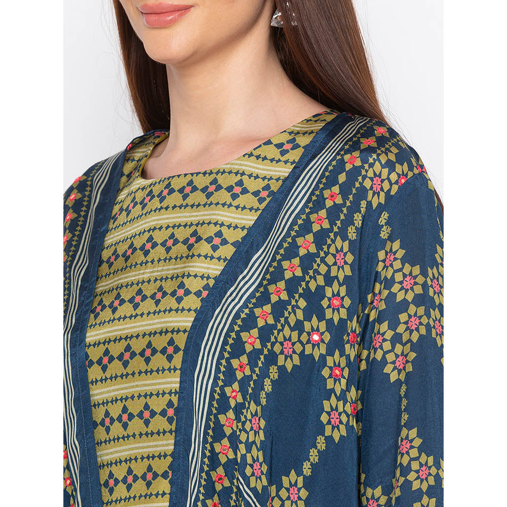 Soup by Sougat Paul Olive Crop Top With Palazzo And Jacket (Set of 3)