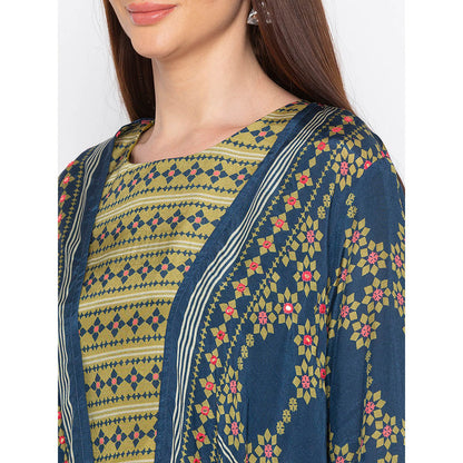 Soup by Sougat Paul Olive Crop Top With Palazzo And Jacket (Set of 3)