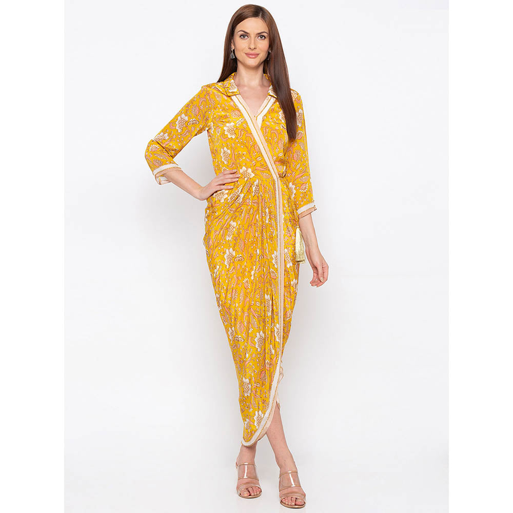 Soup by Sougat Paul Yellow Printed Wrap Dress