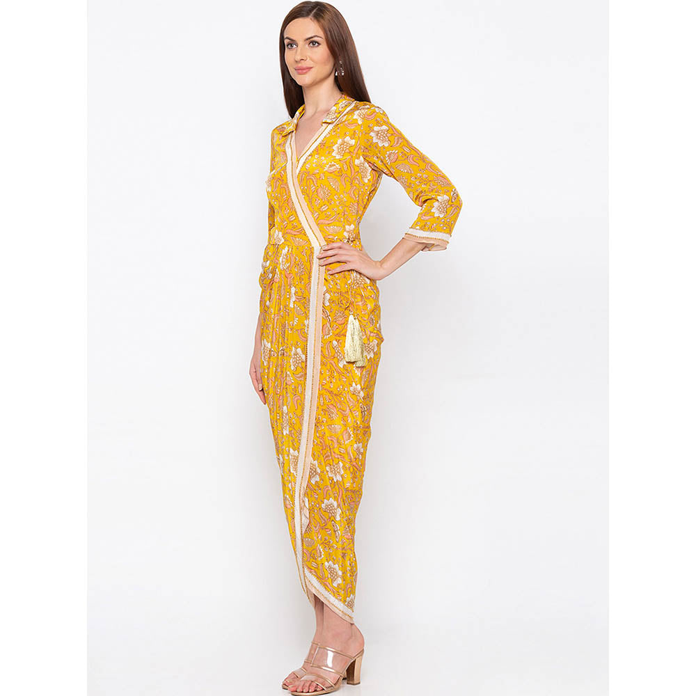 Soup by Sougat Paul Yellow Printed Wrap Dress