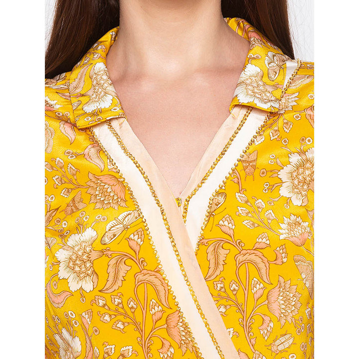 Soup by Sougat Paul Yellow Printed Wrap Dress