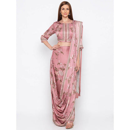 Soup by Sougat Paul Pink Drape Saree With Blouse