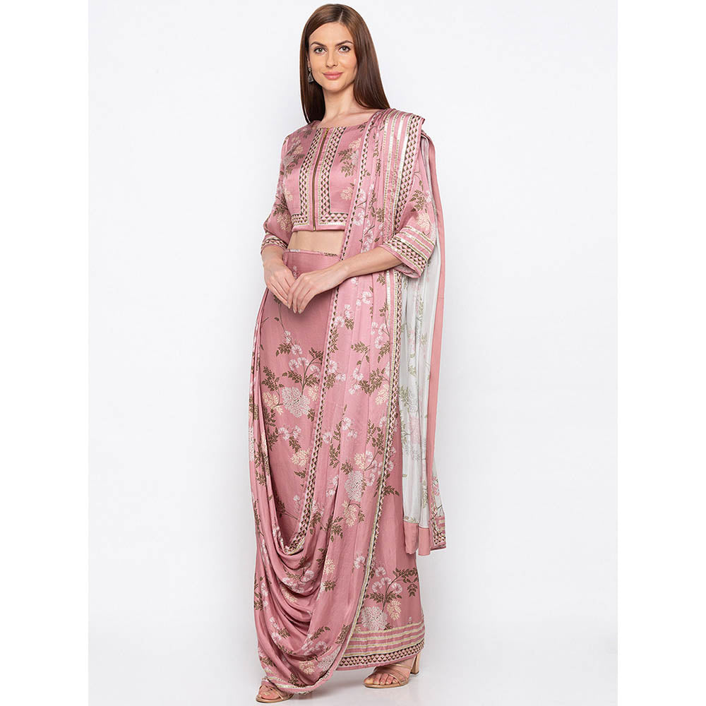Soup by Sougat Paul Pink Drape Saree With Blouse