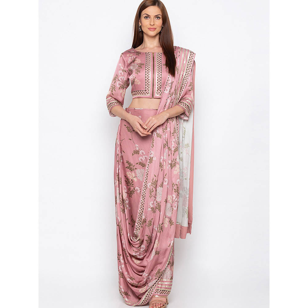 Soup by Sougat Paul Pink Drape Saree With Blouse