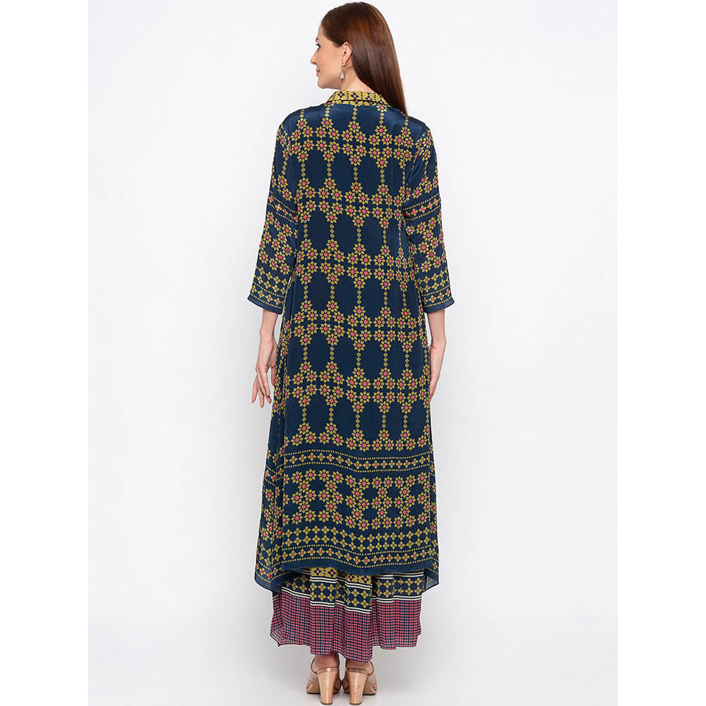 Soup by Sougat Paul Mustard Printed Maxi Dress With Jacket (Set of 2)