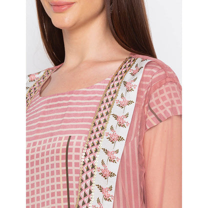 Soup by Sougat Paul Pink Striped Dhoti Jumpsuit With Jacket (Set of 2)