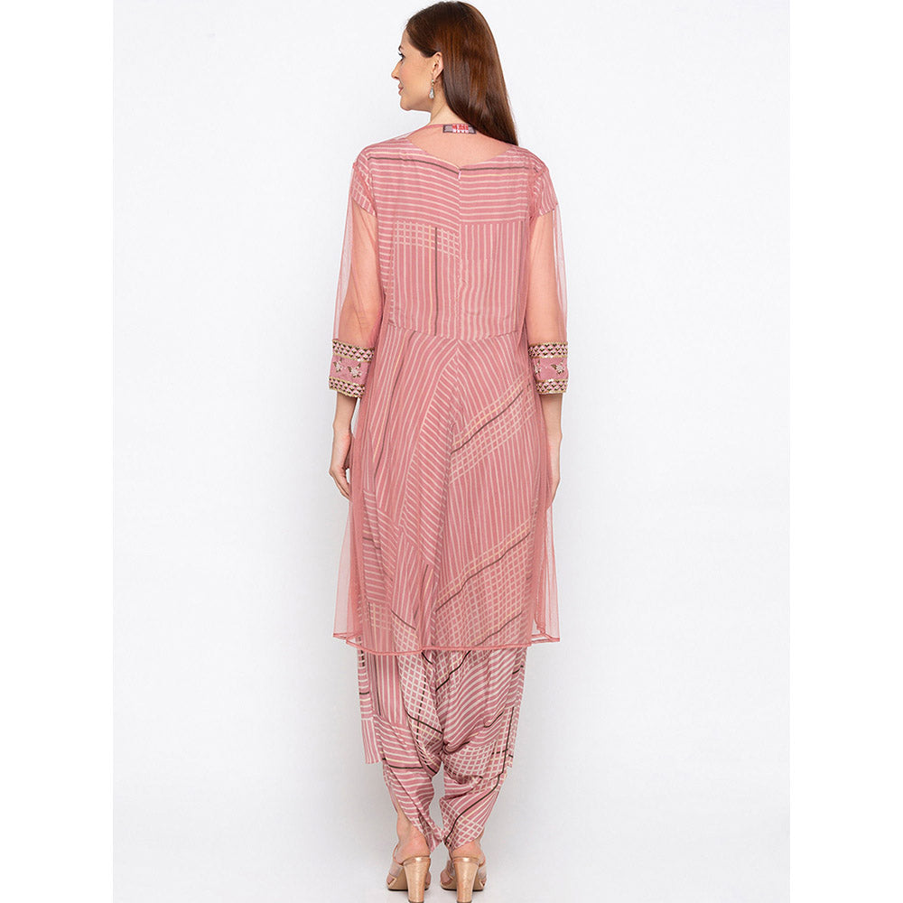 Soup by Sougat Paul Pink Striped Dhoti Jumpsuit With Jacket (Set of 2)