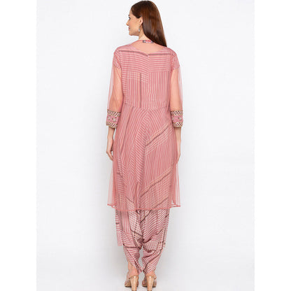 Soup by Sougat Paul Pink Striped Dhoti Jumpsuit With Jacket (Set of 2)