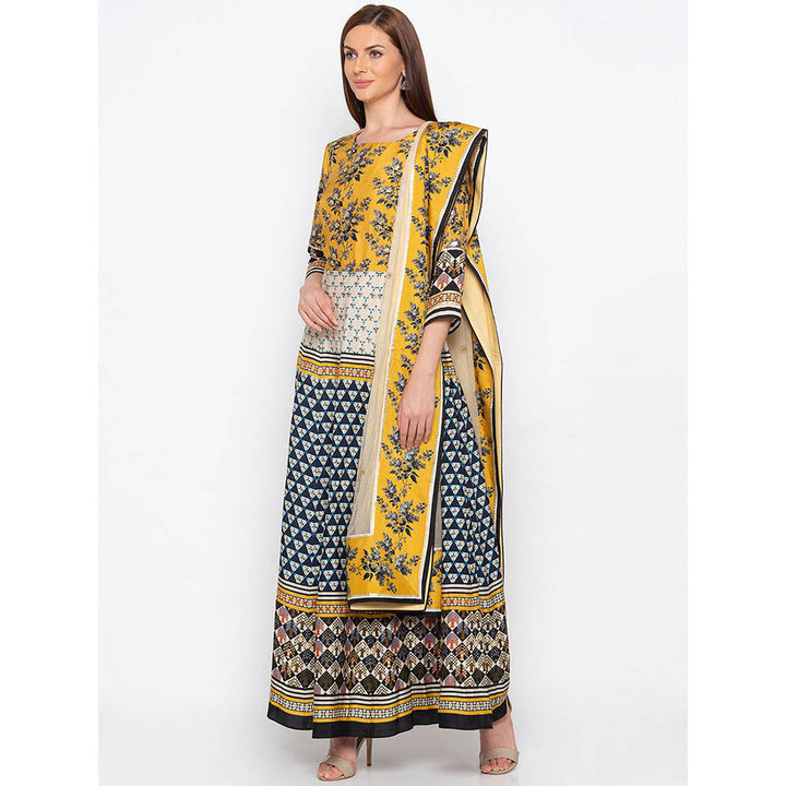 Soup by Sougat Paul Multicolor Printed Anarkali Dress With Dupatta (Set of 2)