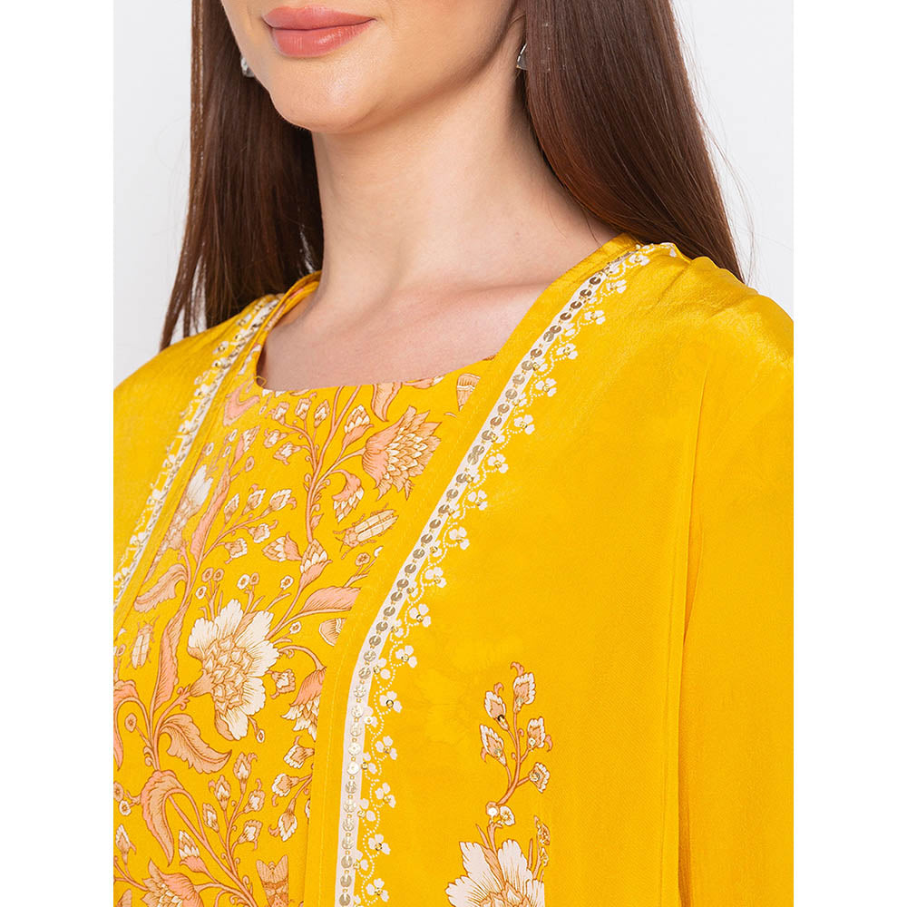 Soup by Sougat Paul Yellow Printed Dhoti Jumpsuit With Jacket (Set of 2)