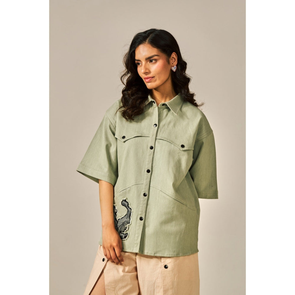 SPACE Sweet Chai Applique Detailed Shirt