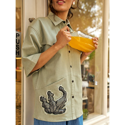 SPACE Sweet Chai Applique Detailed Shirt