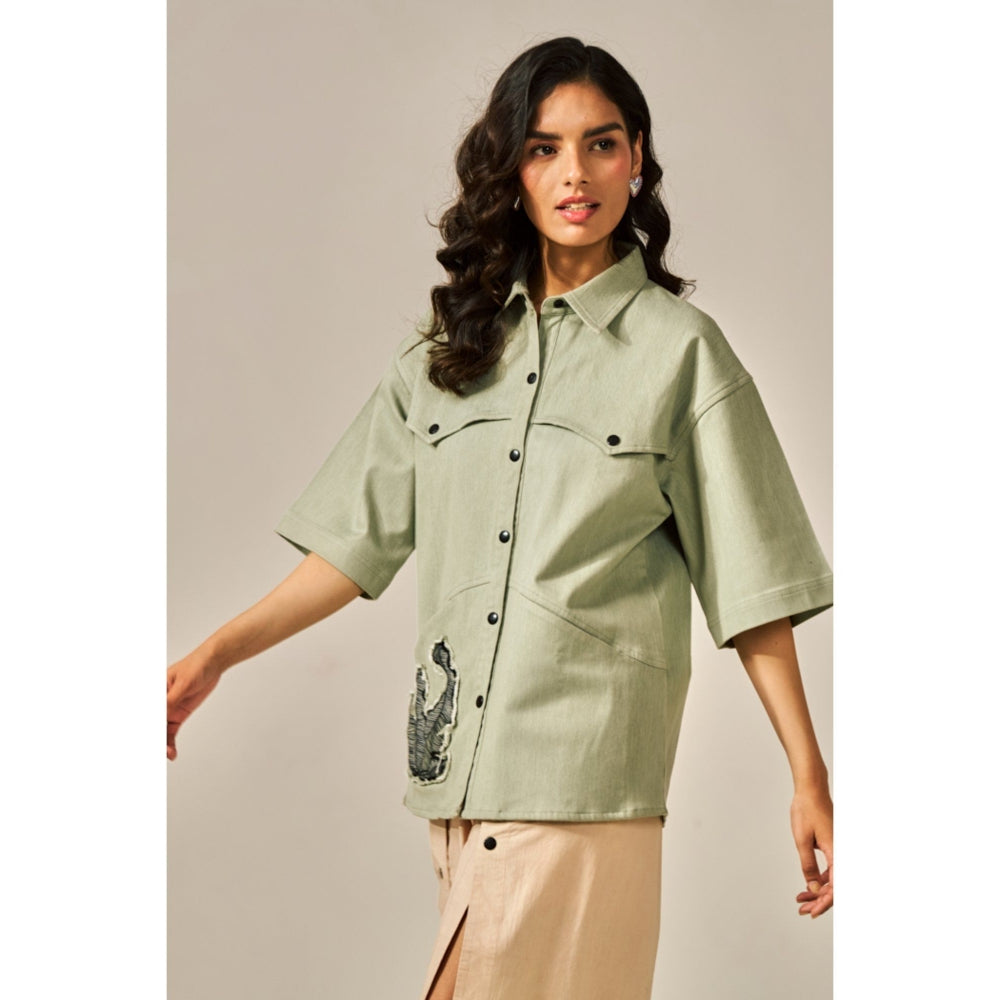SPACE Sweet Chai Applique Detailed Shirt