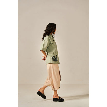 SPACE Sweet Chai Applique Detailed Shirt