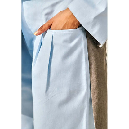 SPACE Riri Two Piece Blue Color Blocked Co-Ord Set