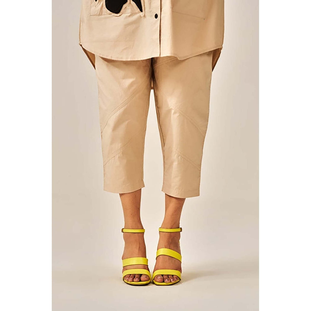 SPACE Two Piece Brown Tunic Style Shirt And Elasticated Pant