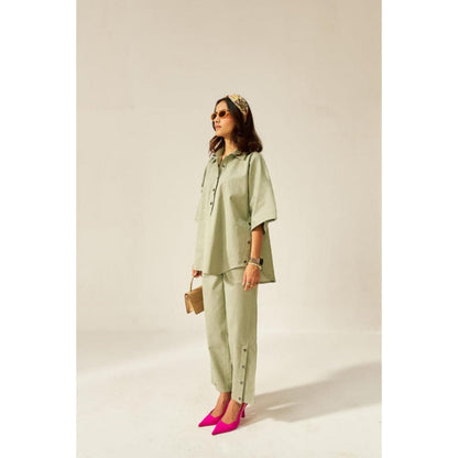 SPACE Dolla Two Piece Blue With Mid Length Top And Elastic Pant