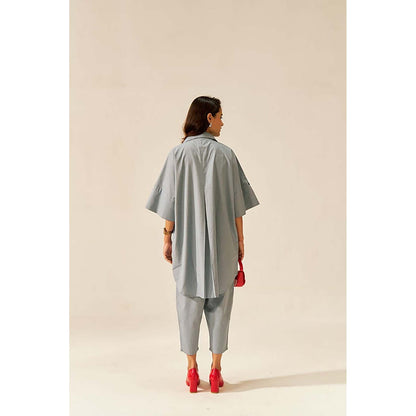 SPACE Two Piece Grey Tunic Style Shirt And Elasticated Pant