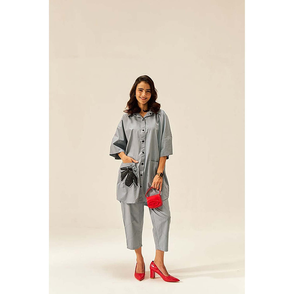 SPACE Two Piece Grey Tunic Style Shirt And Elasticated Pant