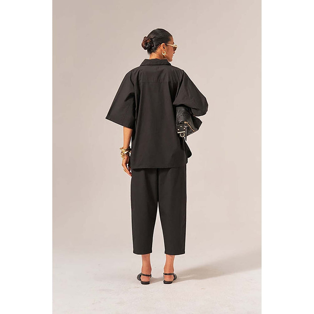 SPACE Chhaya Natural Cotton Poplin Black Co-Ord Set