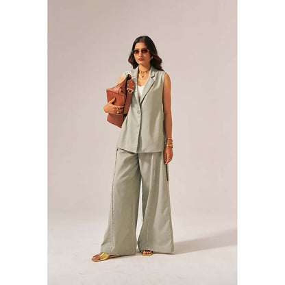 SPACE Aster Cotton Green Denim Size Inclusive Co-Ord Set