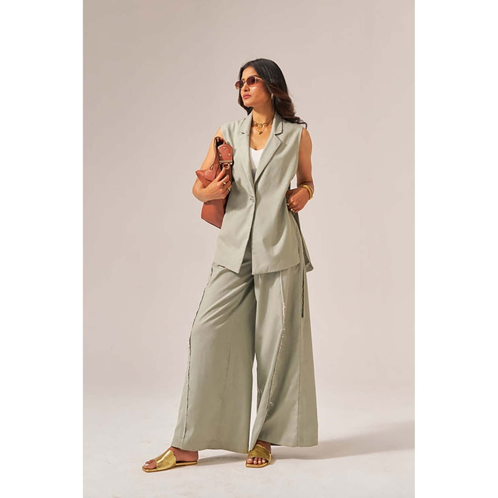 SPACE Aster Cotton Green Denim Size Inclusive Co-Ord Set