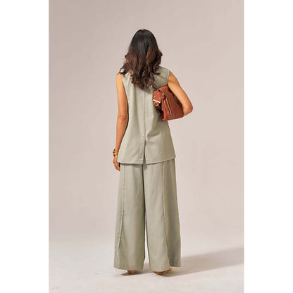 SPACE Aster Cotton Green Denim Size Inclusive Co-Ord Set