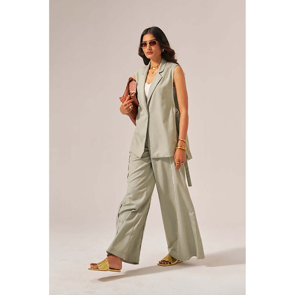 SPACE Aster Cotton Green Denim Size Inclusive Co-Ord Set