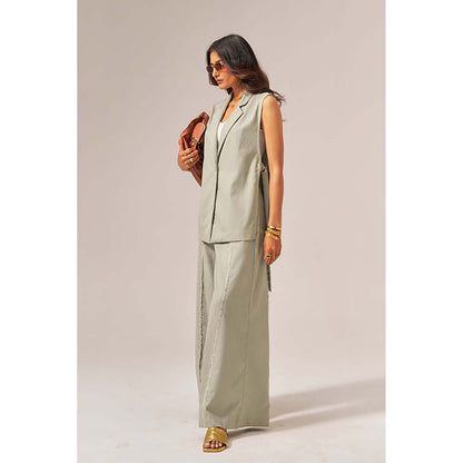 SPACE Aster Cotton Green Denim Size Inclusive Co-Ord Set