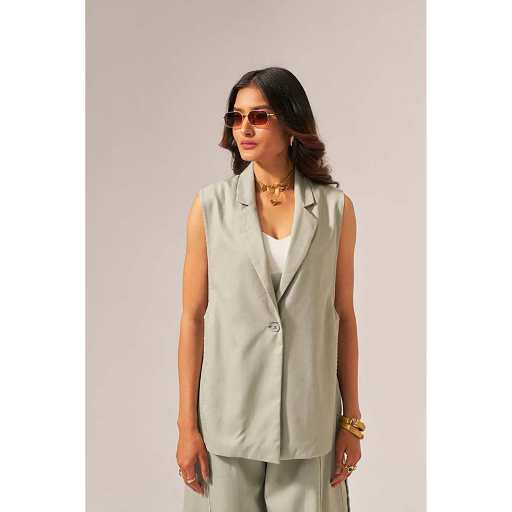 SPACE Aster Cotton Green Denim Size Inclusive Co-Ord Set