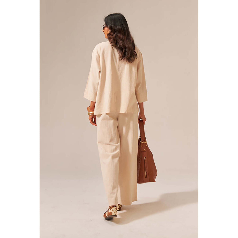 SPACE Oversized Kala Cotton Dhoop Beige Shirt & Pant