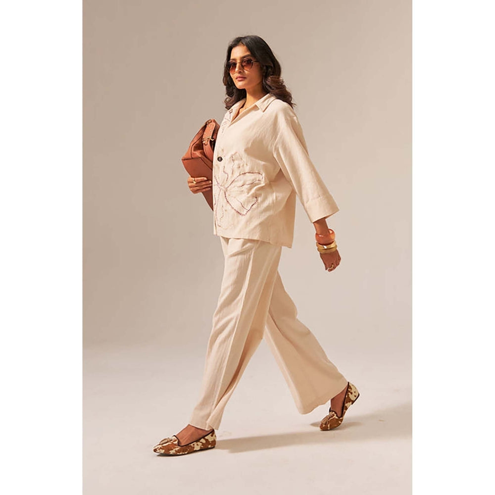 SPACE Oversized Kala Cotton Dhoop Beige Shirt & Pant