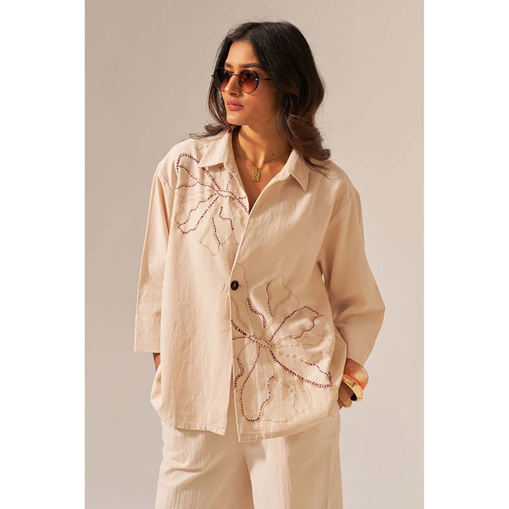 SPACE Oversized Kala Cotton Dhoop Beige Shirt & Pant