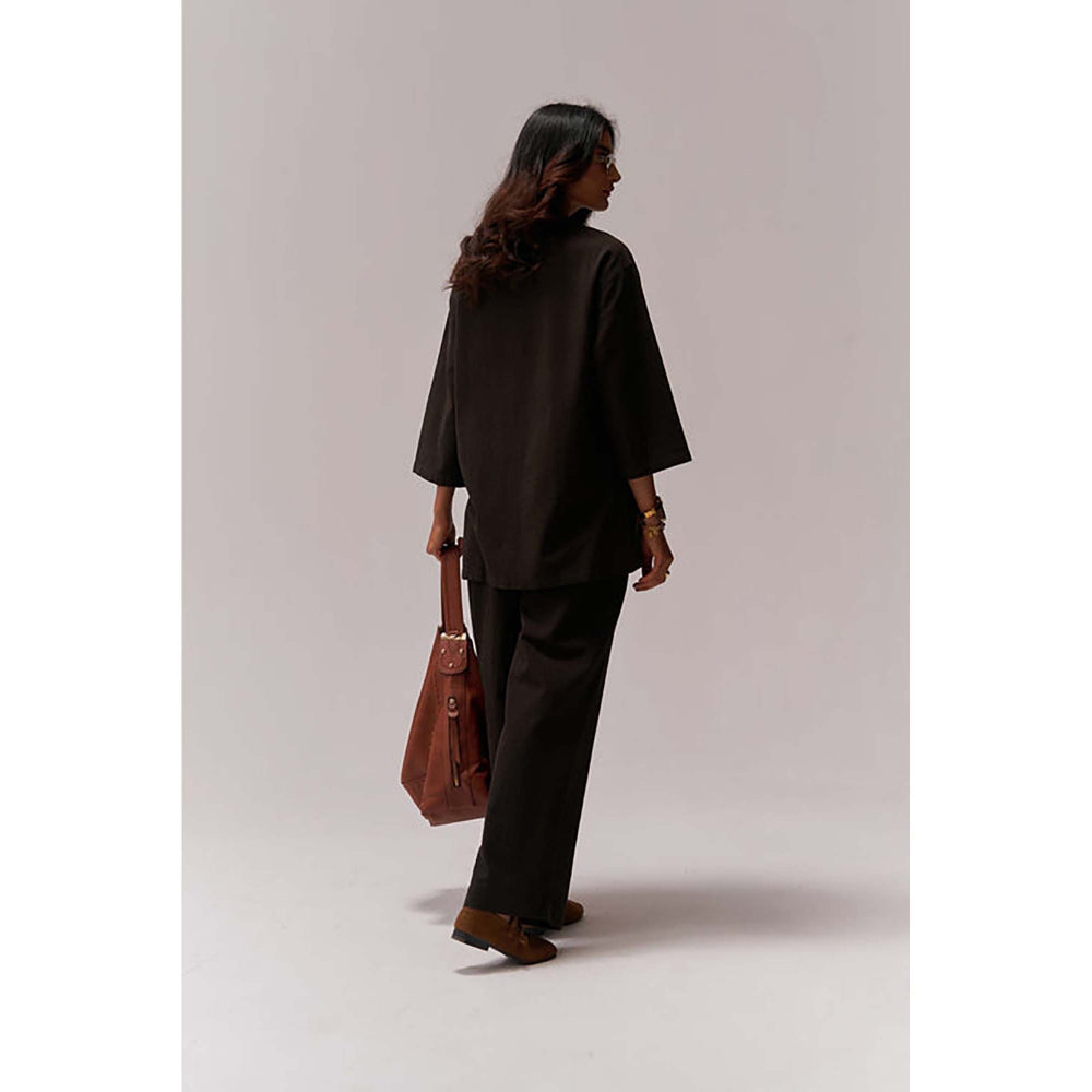 SPACE Oversized Kala Cotton Pataka Black Shirt & Pant
