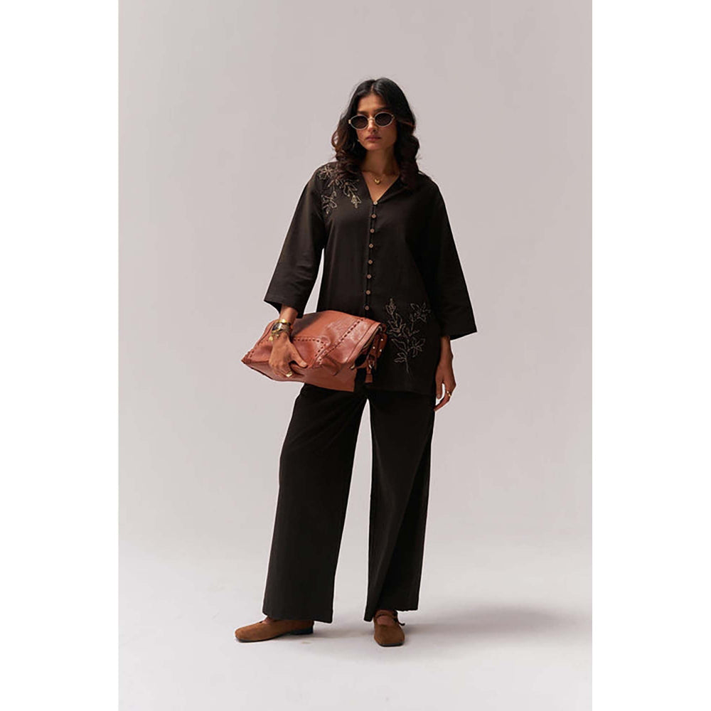 SPACE Oversized Kala Cotton Pataka Black Shirt & Pant