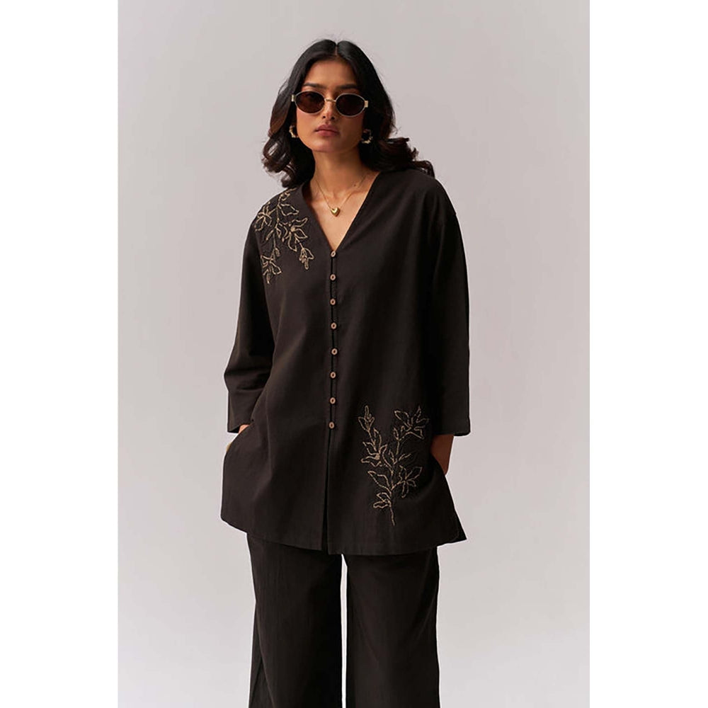 SPACE Oversized Kala Cotton Pataka Black Shirt & Pant