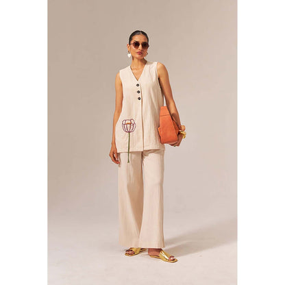 SPACE Oversized Kala Cotton Fiji Sleeveless Top And Flared Pant