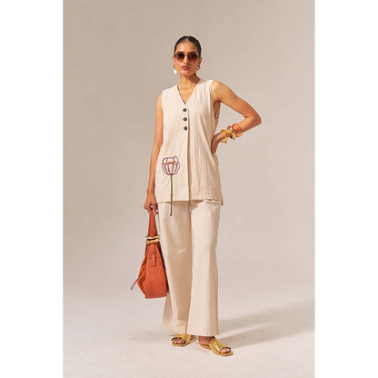 SPACE Oversized Kala Cotton Fiji Sleeveless Top And Flared Pant