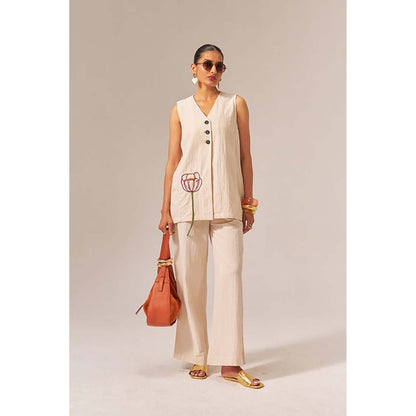 SPACE Oversized Kala Cotton Fiji Sleeveless Top And Flared Pant