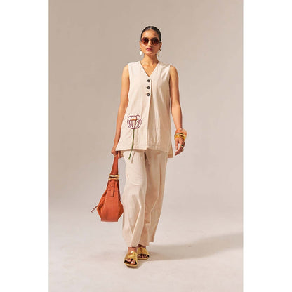 SPACE Oversized Kala Cotton Fiji Sleeveless Top And Flared Pant