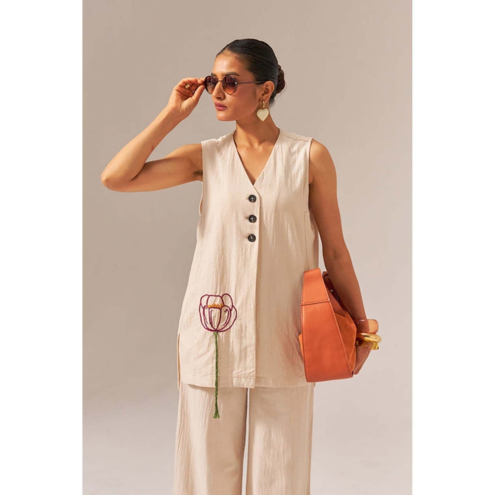 SPACE Oversized Kala Cotton Fiji Sleeveless Top And Flared Pant