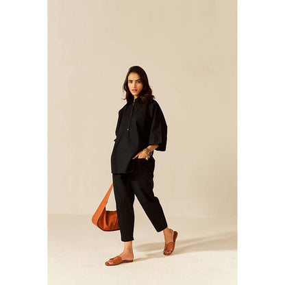 SPACE Ikigai Black Top And Bag Pant